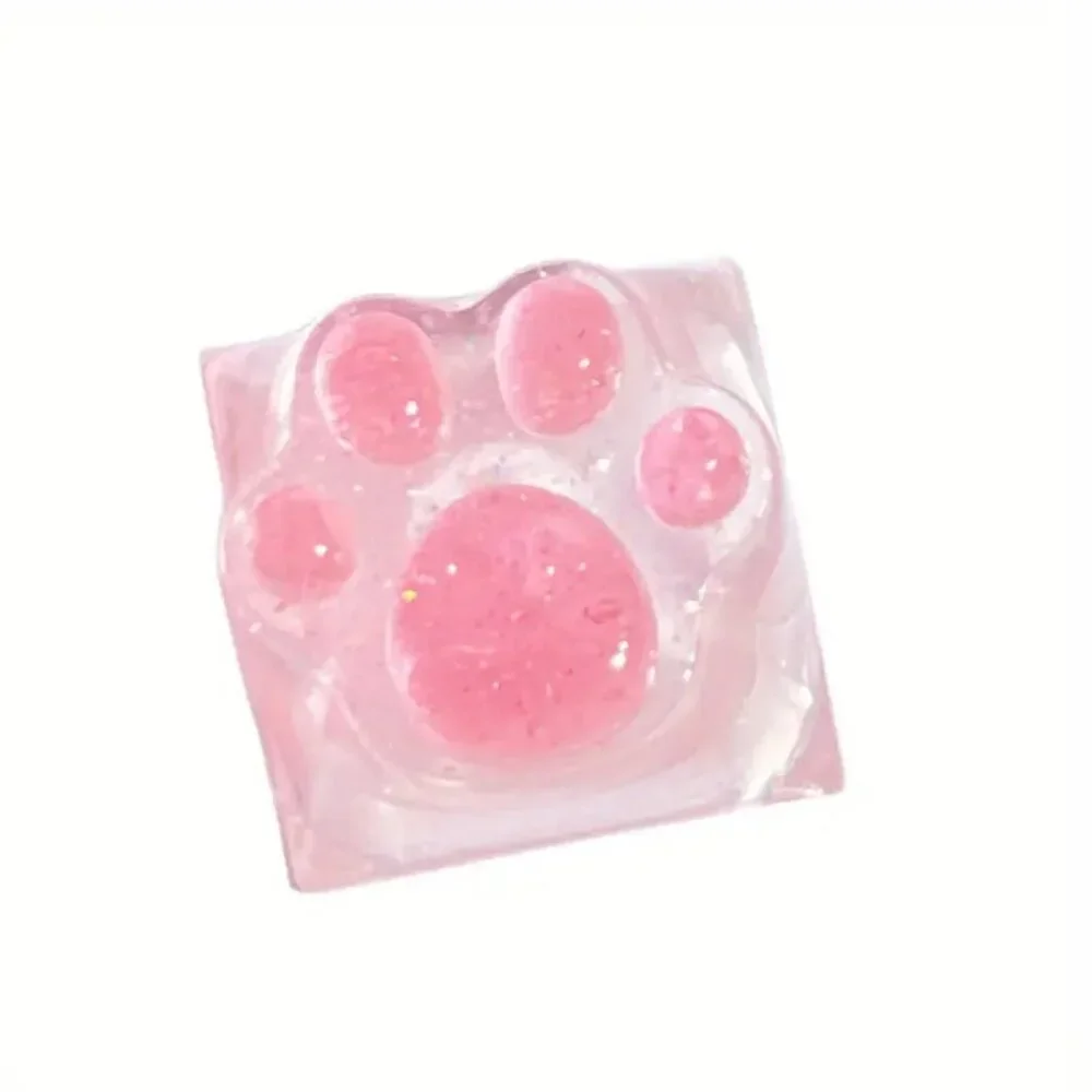 Pink Kitty Paw Translucent Keycap for OEM Mechanical Keyboard with Cross Axis